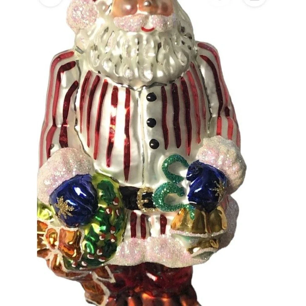 Christopher Radko Santa Christmas Ring in the Holidays Ornament Box Tag 6.75 In